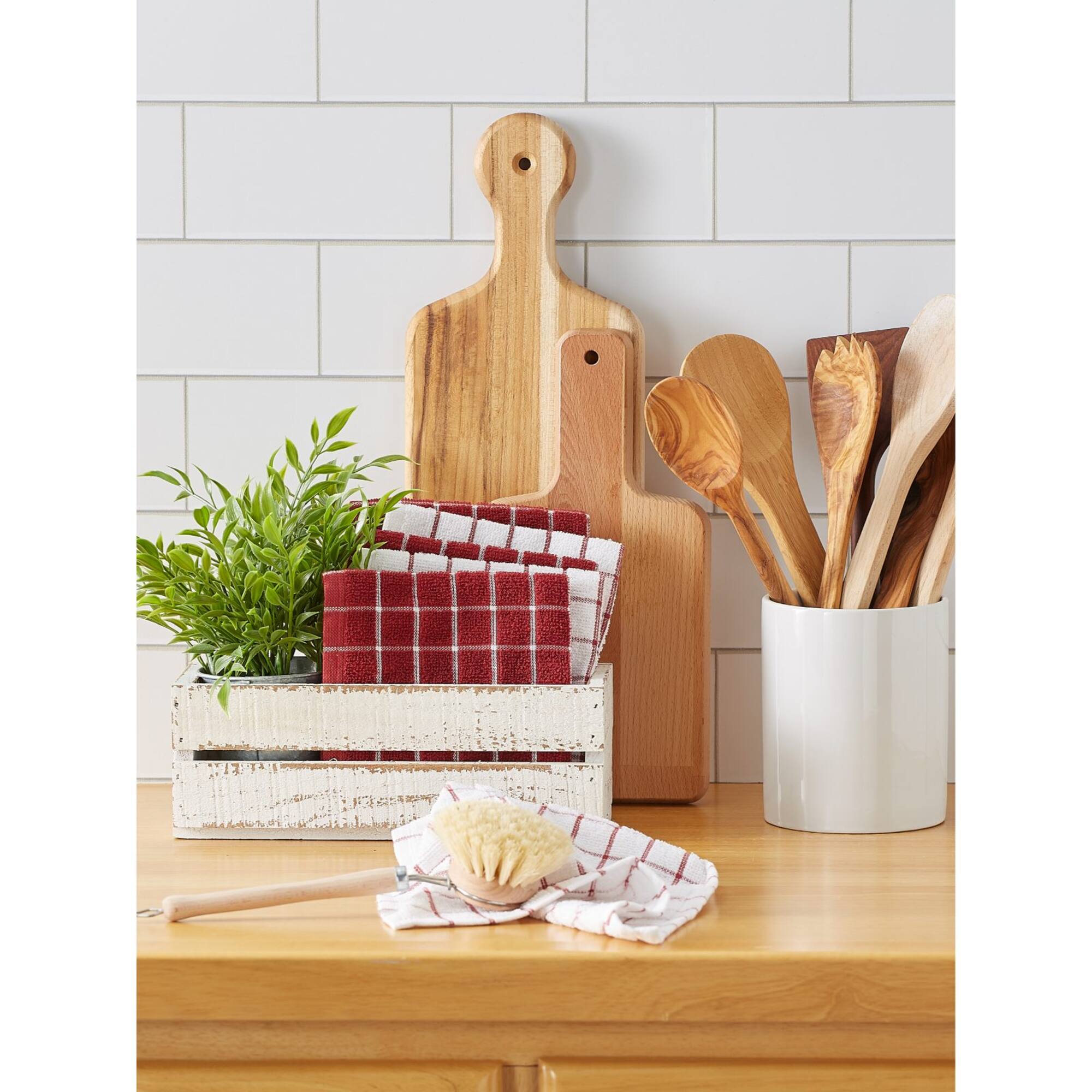 Barn Red Combo Windowpane Dishcloth, 6ct.
